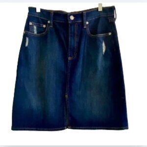 GAP Five Pocket A-Line Denim Skirt, Front Slit, Size 27